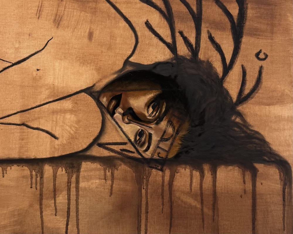Detail of Valerian Root: the head, and the roots growing from it.