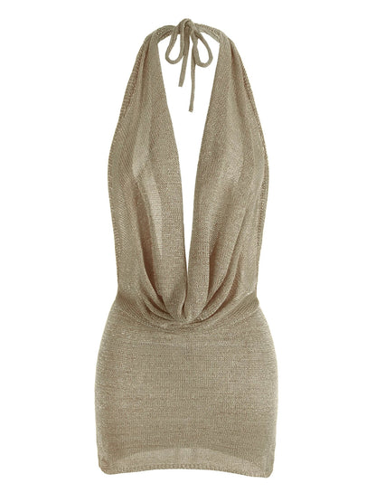 Minivestido de mujer con escote en V profundo y espalda descubierta